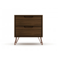 Manhattan Comfort 102GMC5 Rockefeller 2.0 Mid-Century- Modern Nightstand with 2-Drawer in Brown